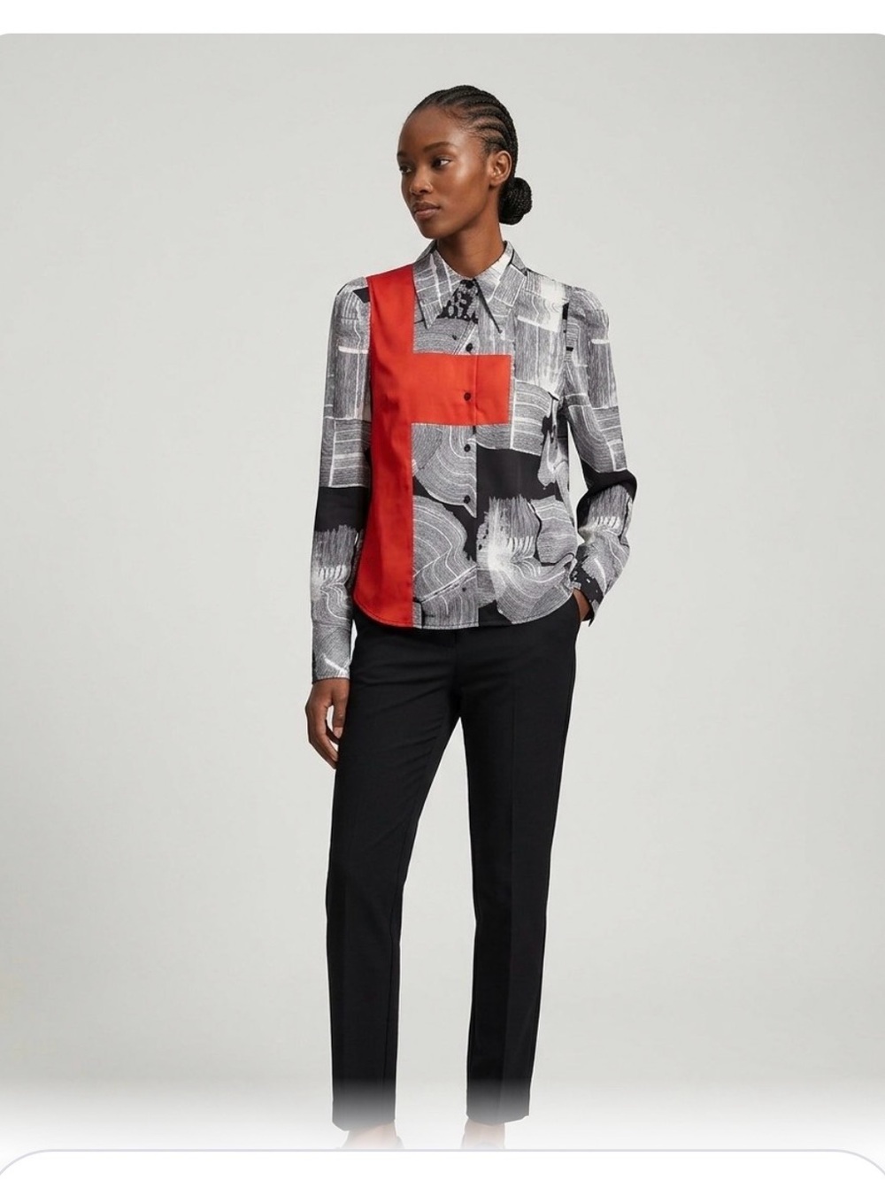 H&M Studio Collection Abstract Graphic Colorblock Blouse - Size 6P